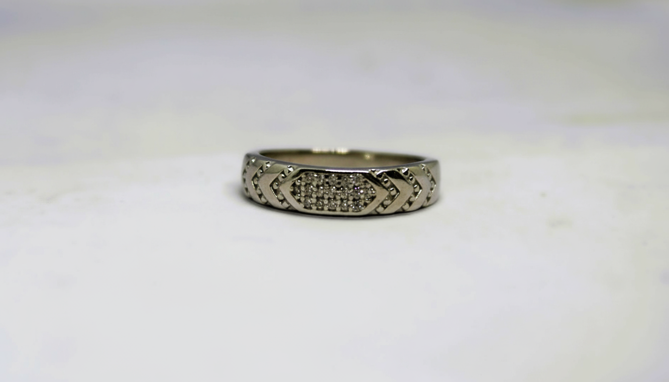 Sterling Silver Geometric Pave Ring