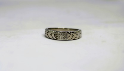 Sterling Silver Geometric Pave Ring
