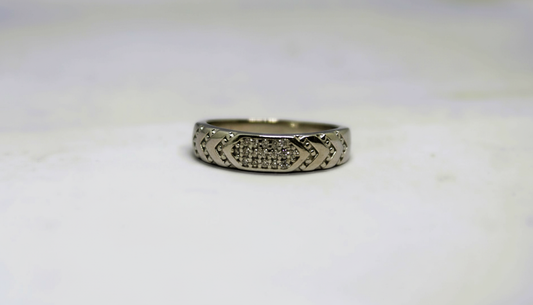 Sterling Silver Geometric Pave Ring