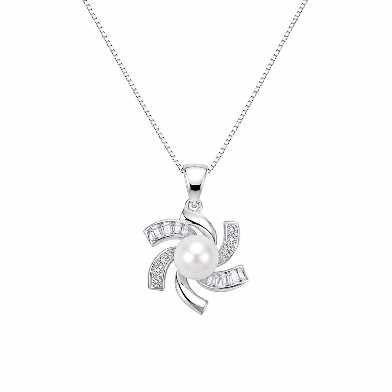 Moon Pearl Swirl Pendant Set Necklace