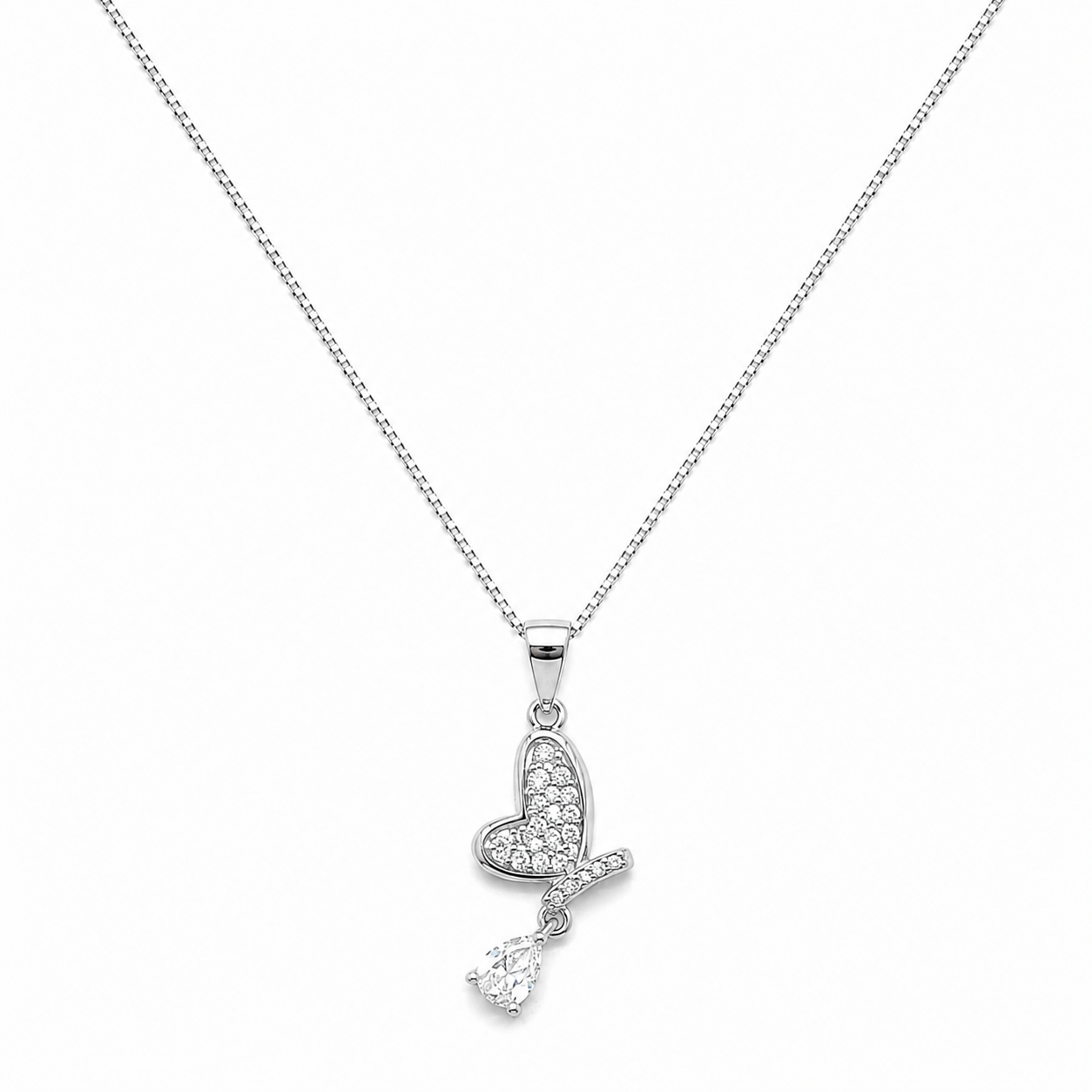 Flutter Heart Drop Pendant Set Necklace