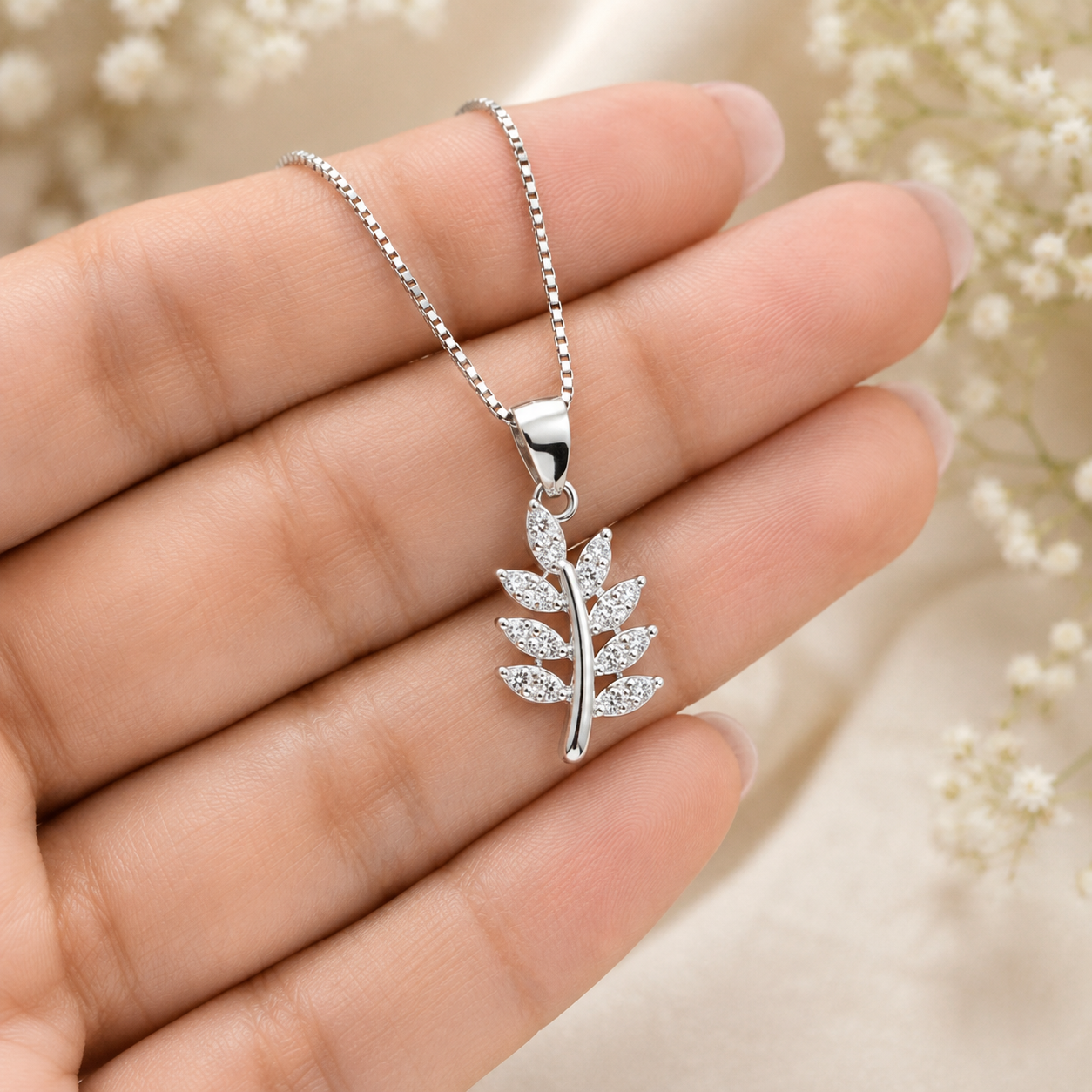 Crystal Leaf Pendant Set Necklace