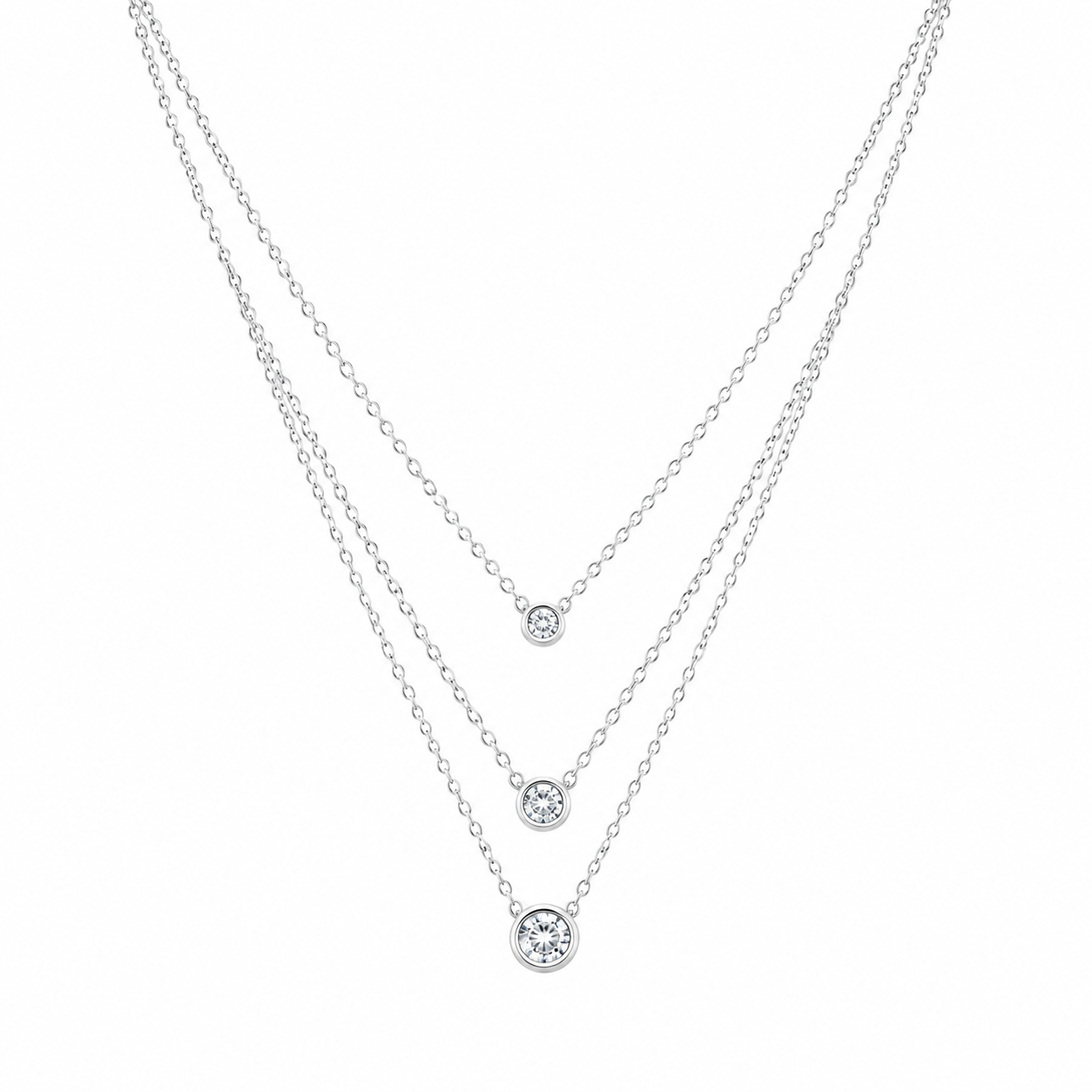 Celestia Triple Halo Solitaire Necklace
