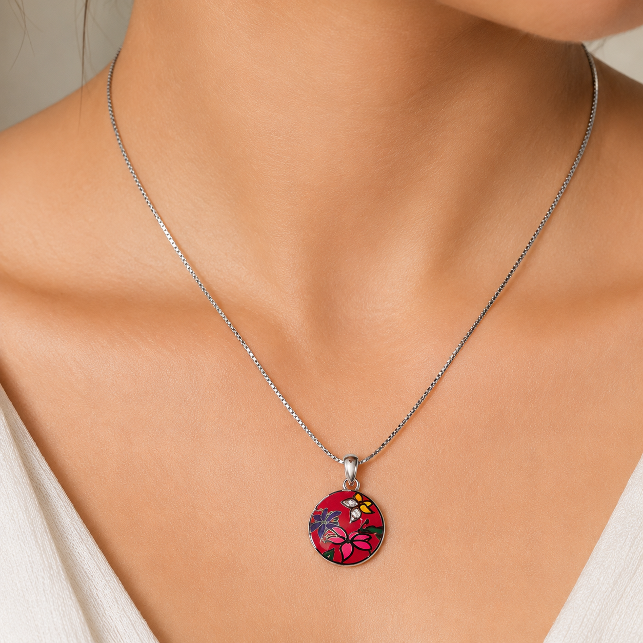 Designer Enamel Pendant Set Necklace