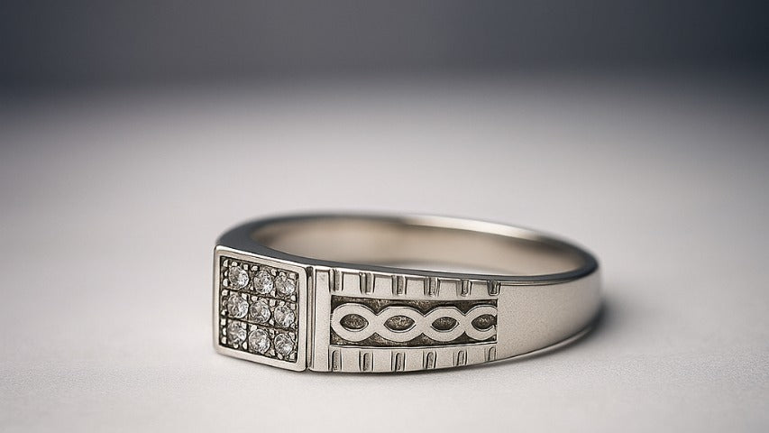 Men’s Vintage Patterned Silver Signet Ring