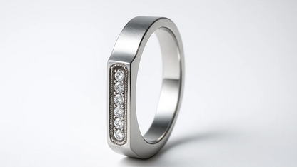 Men’s Minimalist Bar-Set Silver Ring