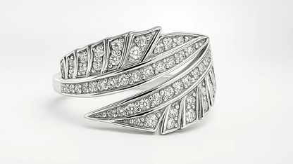 925 Sterling Silver Leaf Design Adjustable Ring