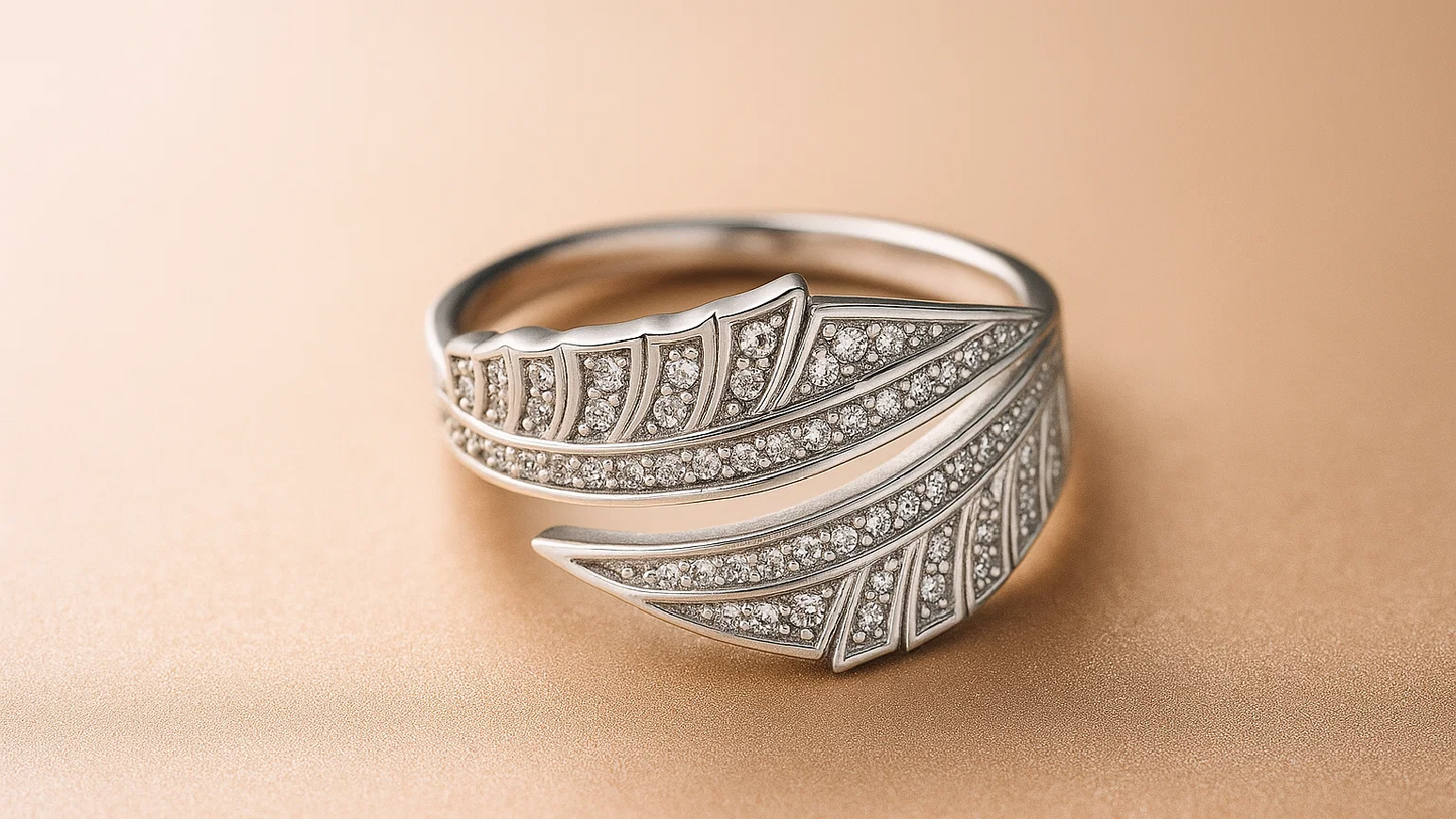 925 Sterling Silver Leaf Design Adjustable Ring