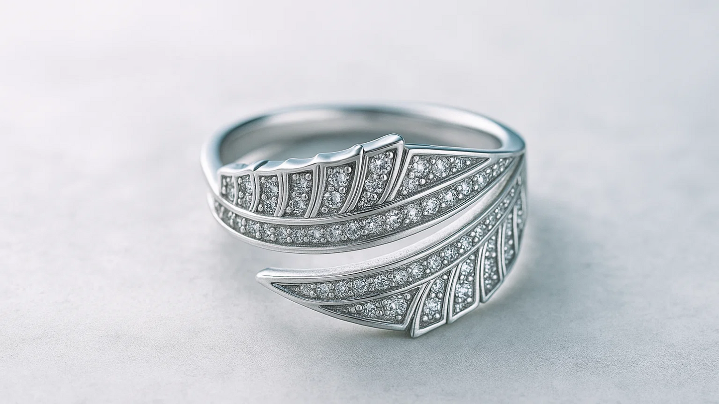 925 Sterling Silver Leaf Design Adjustable Ring