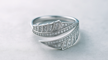 925 Sterling Silver Leaf Design Adjustable Ring