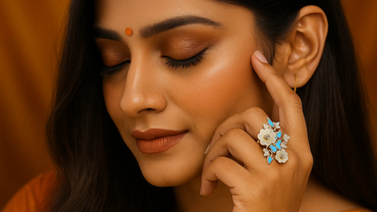 925 Sterling Silver Floral Butterfly Cocktail Ring