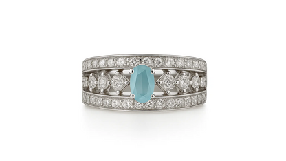 925 Sterling Silver Band Ring with Blue Oval Stone