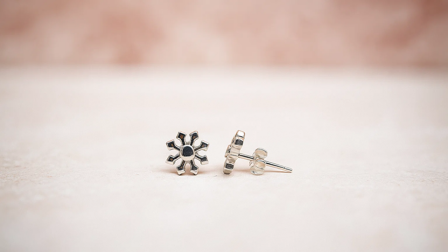 Sun-Shaped Silver Studs
