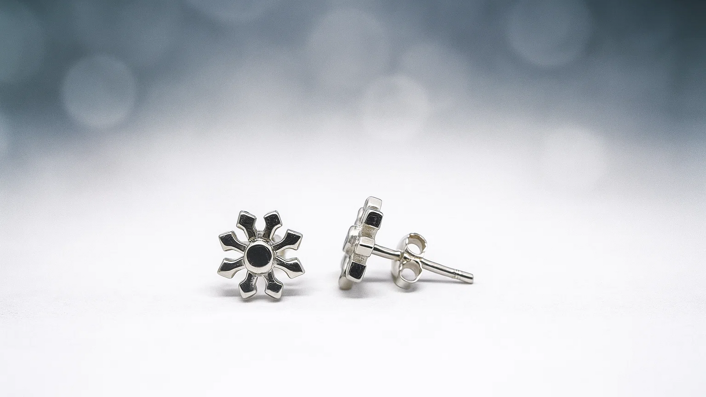 Sun-Shaped Silver Studs