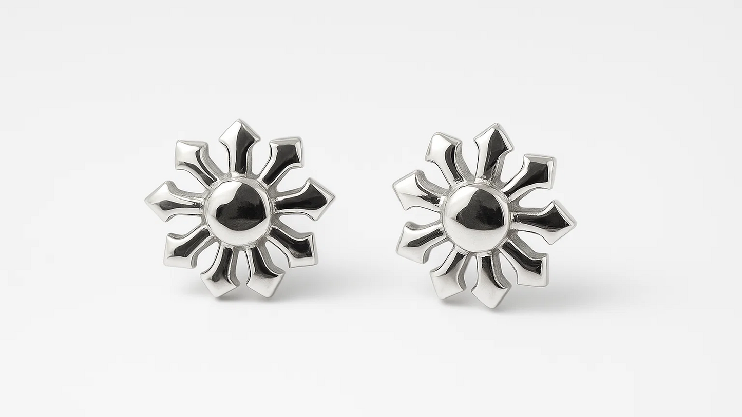 Sun-Shaped Silver Studs