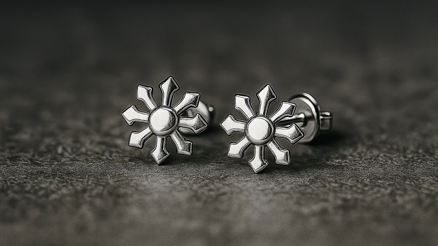 Sun-Shaped Silver Studs