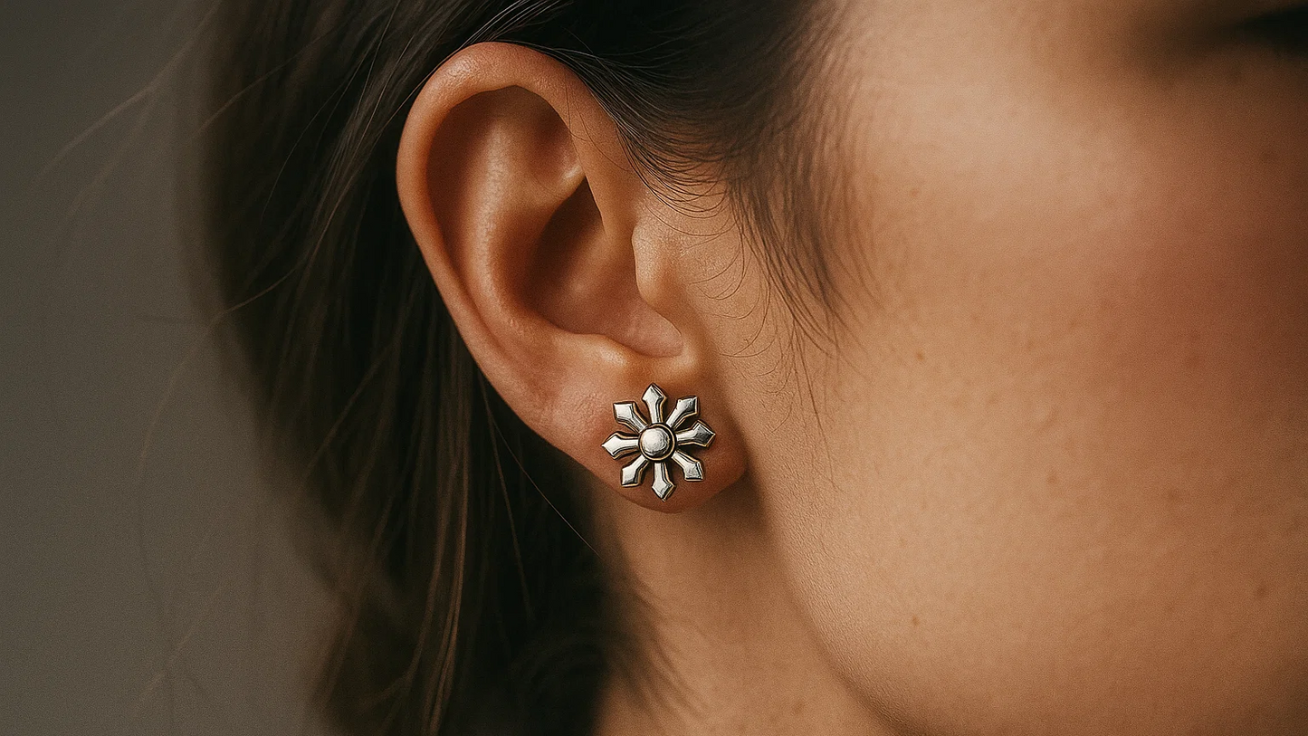 Sun-Shaped Silver Studs