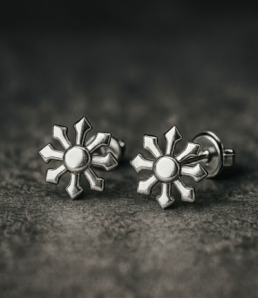 Sun-Shaped Silver Studs